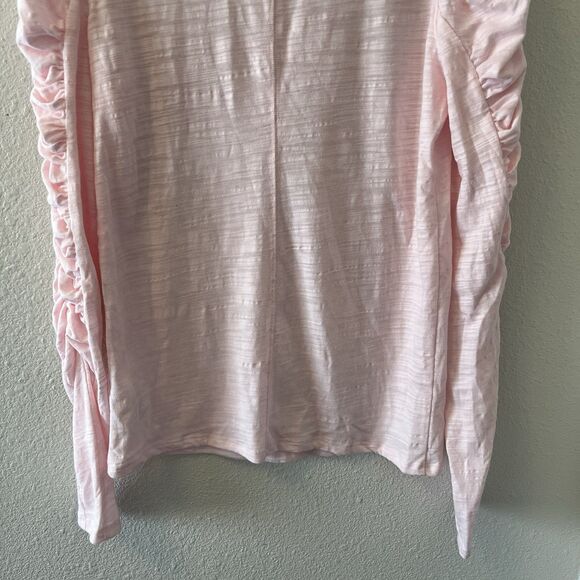 We The Free People Top Size Small Pink Knit Natasha Ruched Ruffle Long Sleeve - Picture 11 of 16